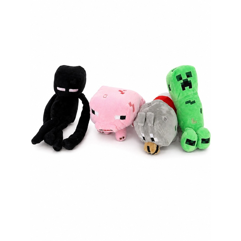 Minecraft Plush Lot of 4 Creeper Enderman Pig Wolf Mojang Stuffed Animals